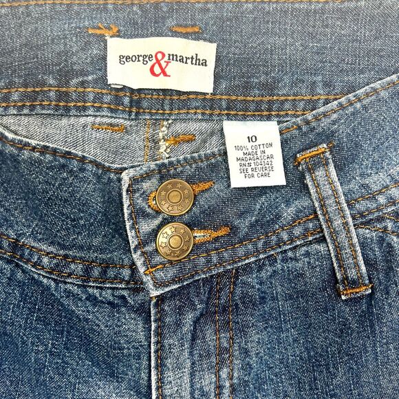 George & Martha Cropped Denim Jeans Women's Size 10 Mid Rise 2-Button - Picture 4 of 7